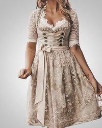 Anja | Damen Festliches Spitzenärmeln Dirndl