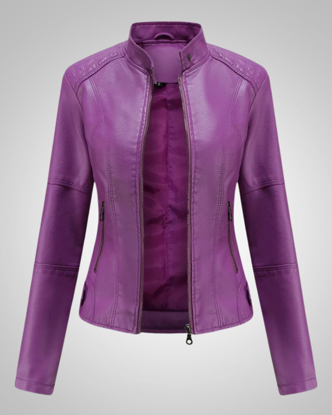 Rachel | Damen Stylische Stehkragen Bikerjacke