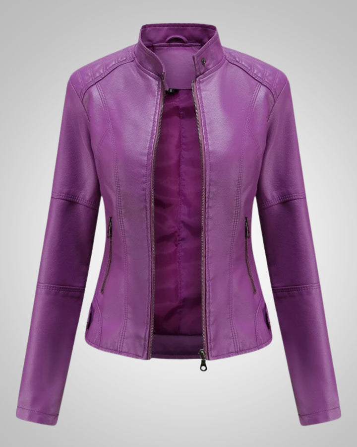Rachel | Damen Stylische Stehkragen Bikerjacke