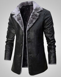 William | Long manteau en cuir à boutons pour homme