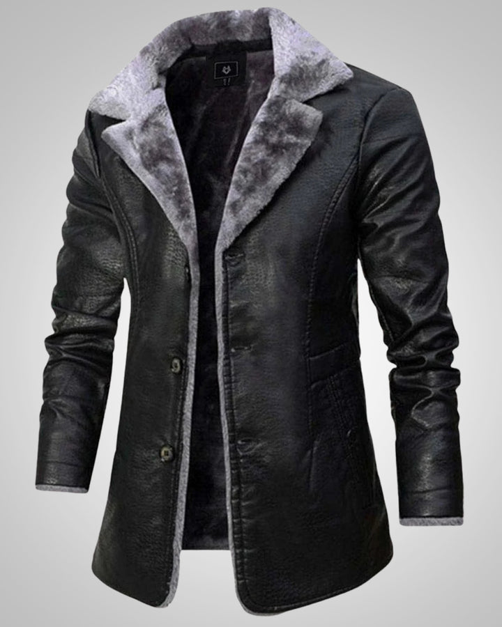 William | Long manteau en cuir à boutons pour homme