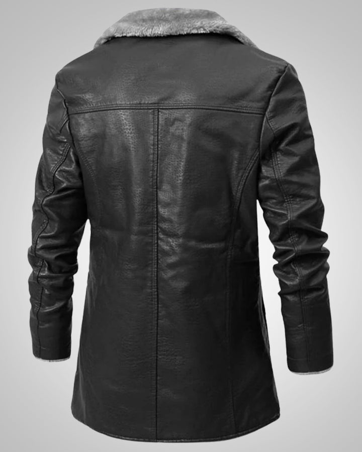 William | Long manteau en cuir à boutons pour homme