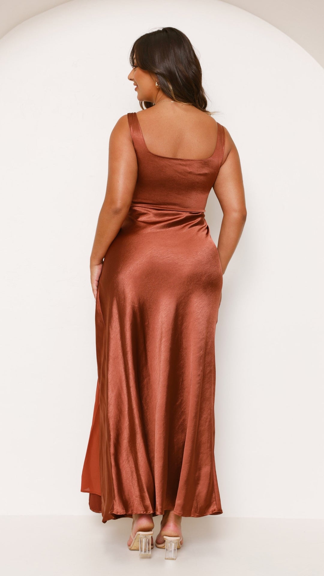 Aline | Damen Elegantes Eckigem Ausschnitt Hochzeitsgastkleid