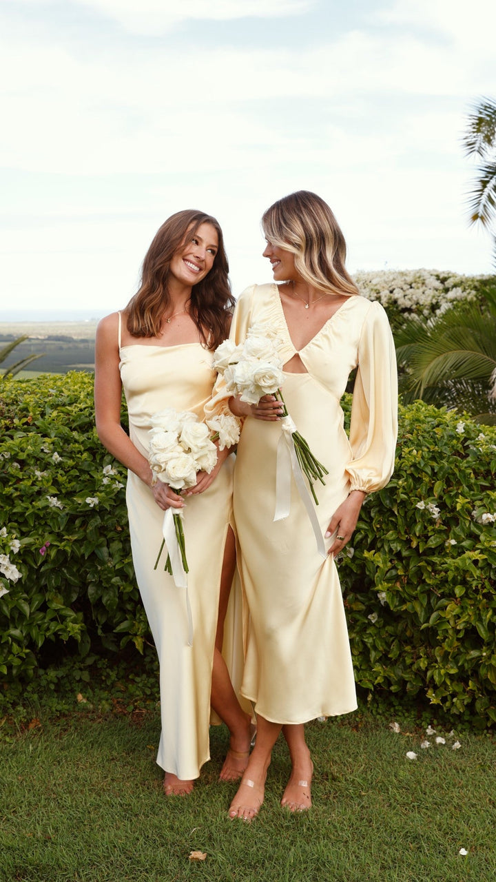 Elsa | Robe élégante à bretelles spaghetti pour invitées de mariage femme