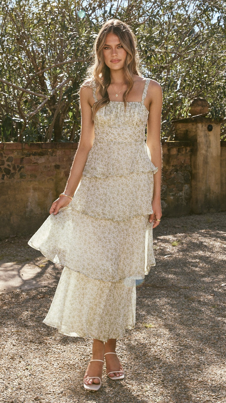 Naomi | Abito maxi floreale drappeggiato da donna