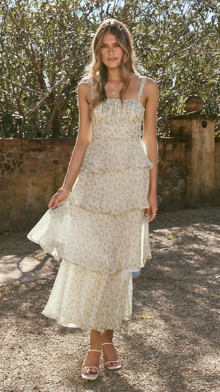 Naomi | Abito maxi floreale drappeggiato da donna