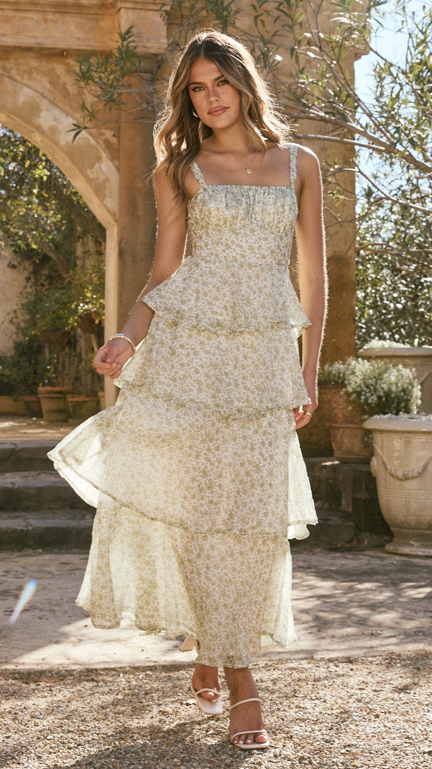 Naomi | Abito maxi floreale drappeggiato da donna