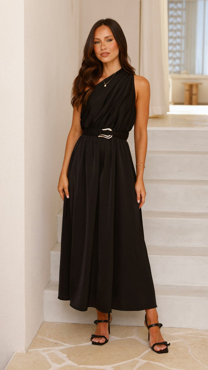 Kim | Damen Elegantes One-Shoulder A-Linie Kleid