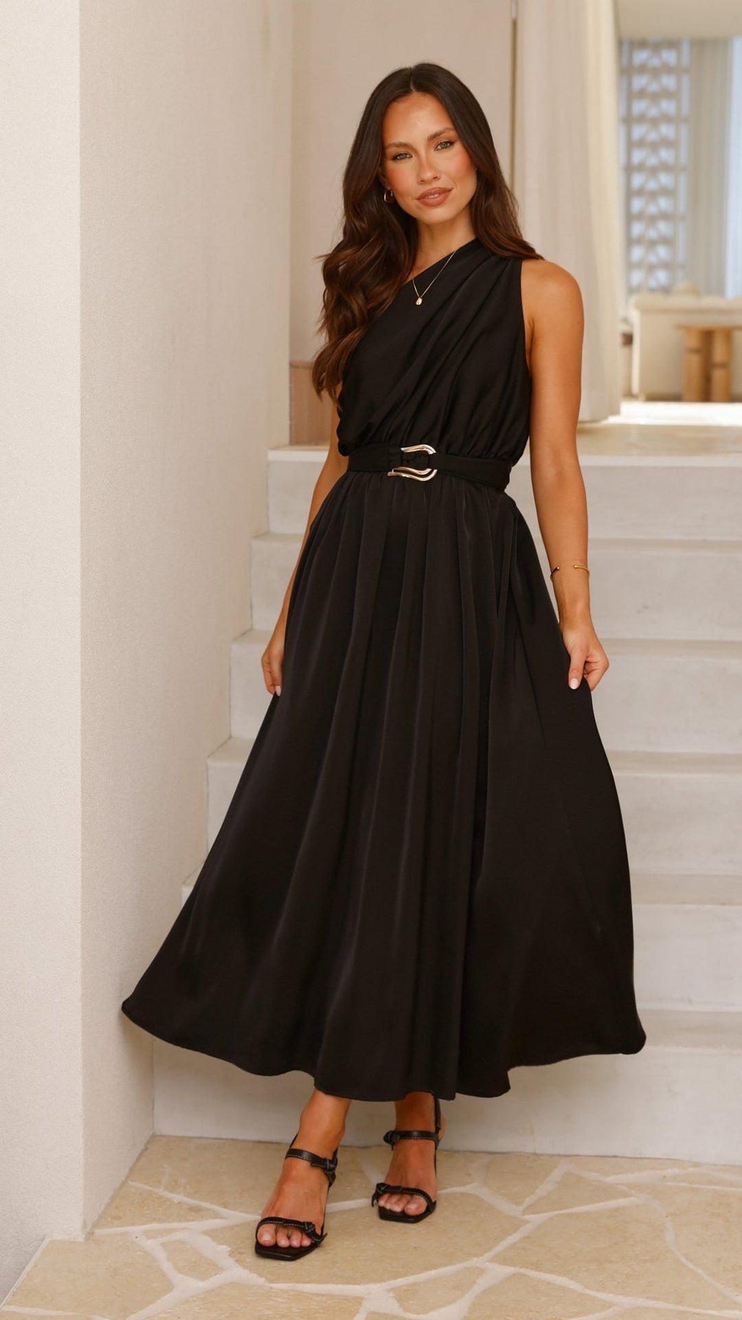 Kim | Damen Elegantes One-Shoulder A-Linie Kleid