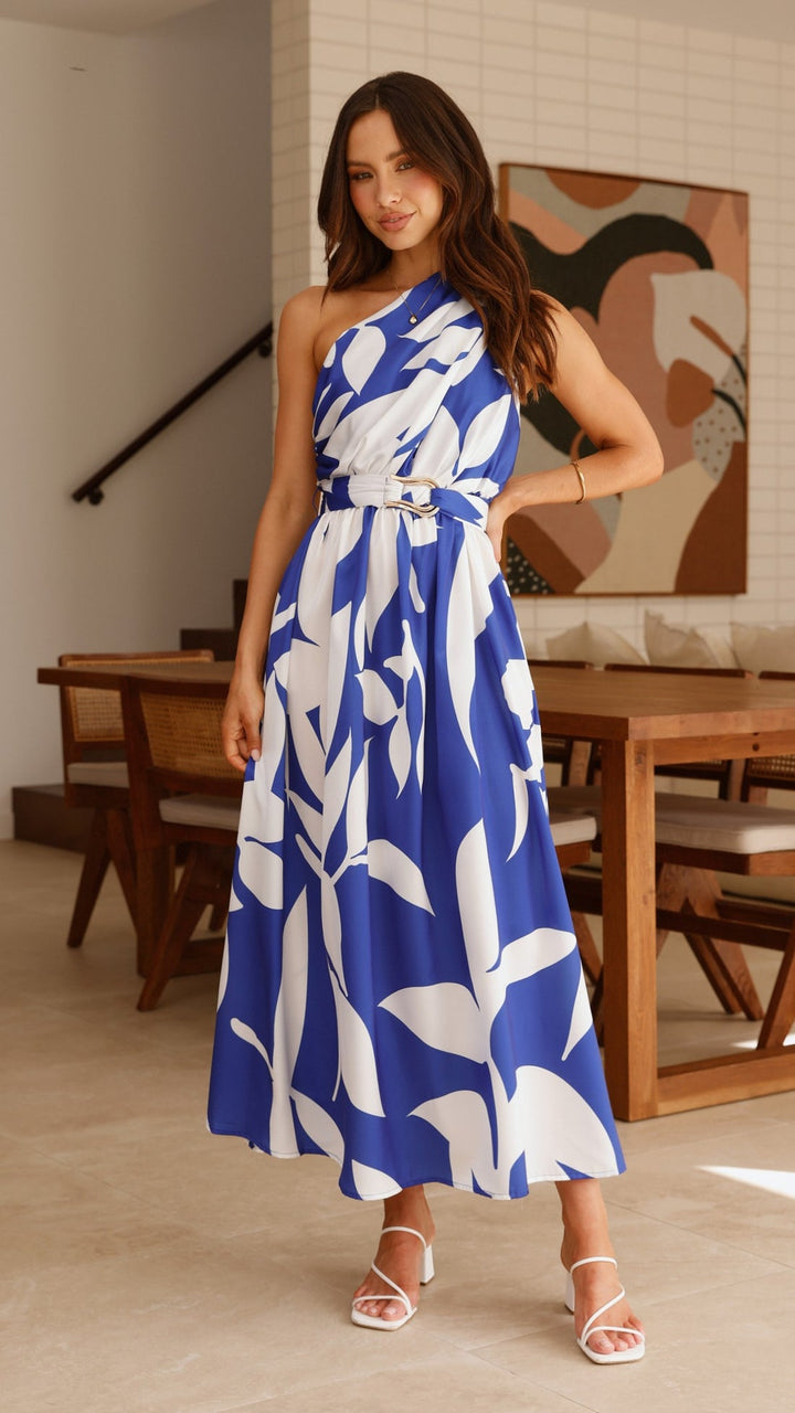 Kim | Damen Elegantes One-Shoulder A-Linie Kleid