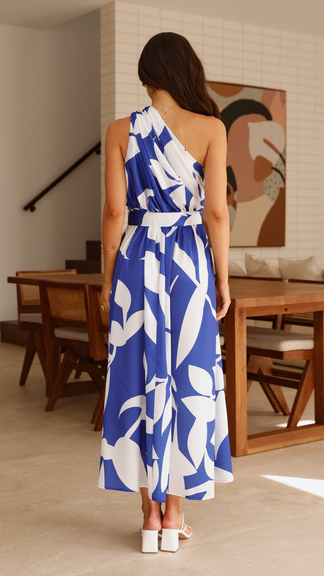 Kim | Damen Elegantes One-Shoulder A-Linie Kleid