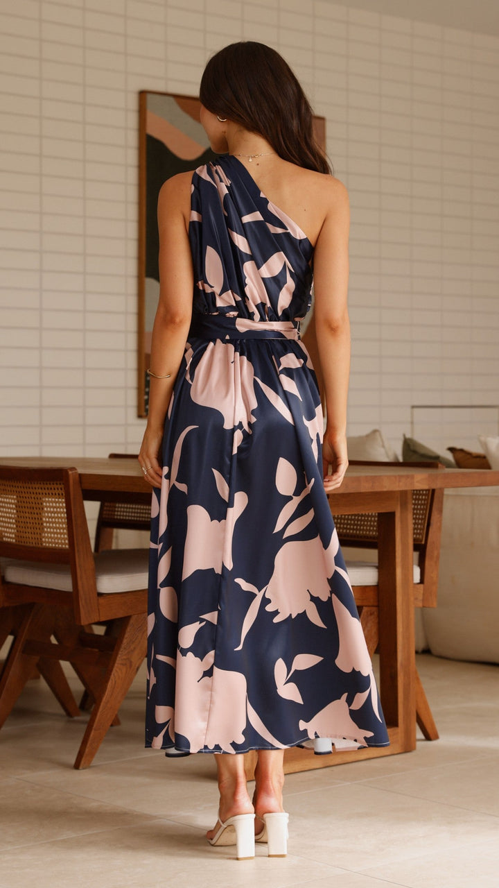 Kim | Damen Elegantes One-Shoulder A-Linie Kleid