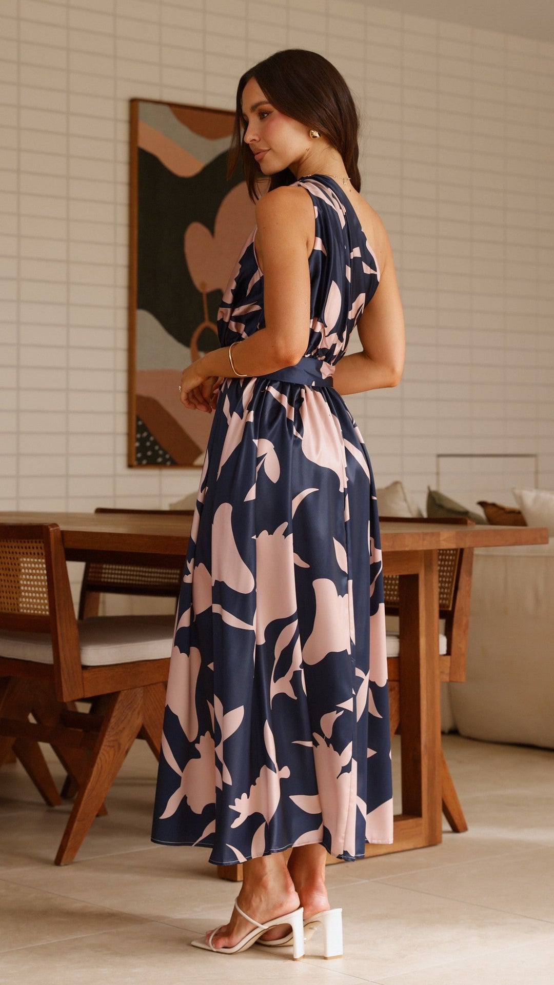 Kim | Damen Elegantes One-Shoulder A-Linie Kleid