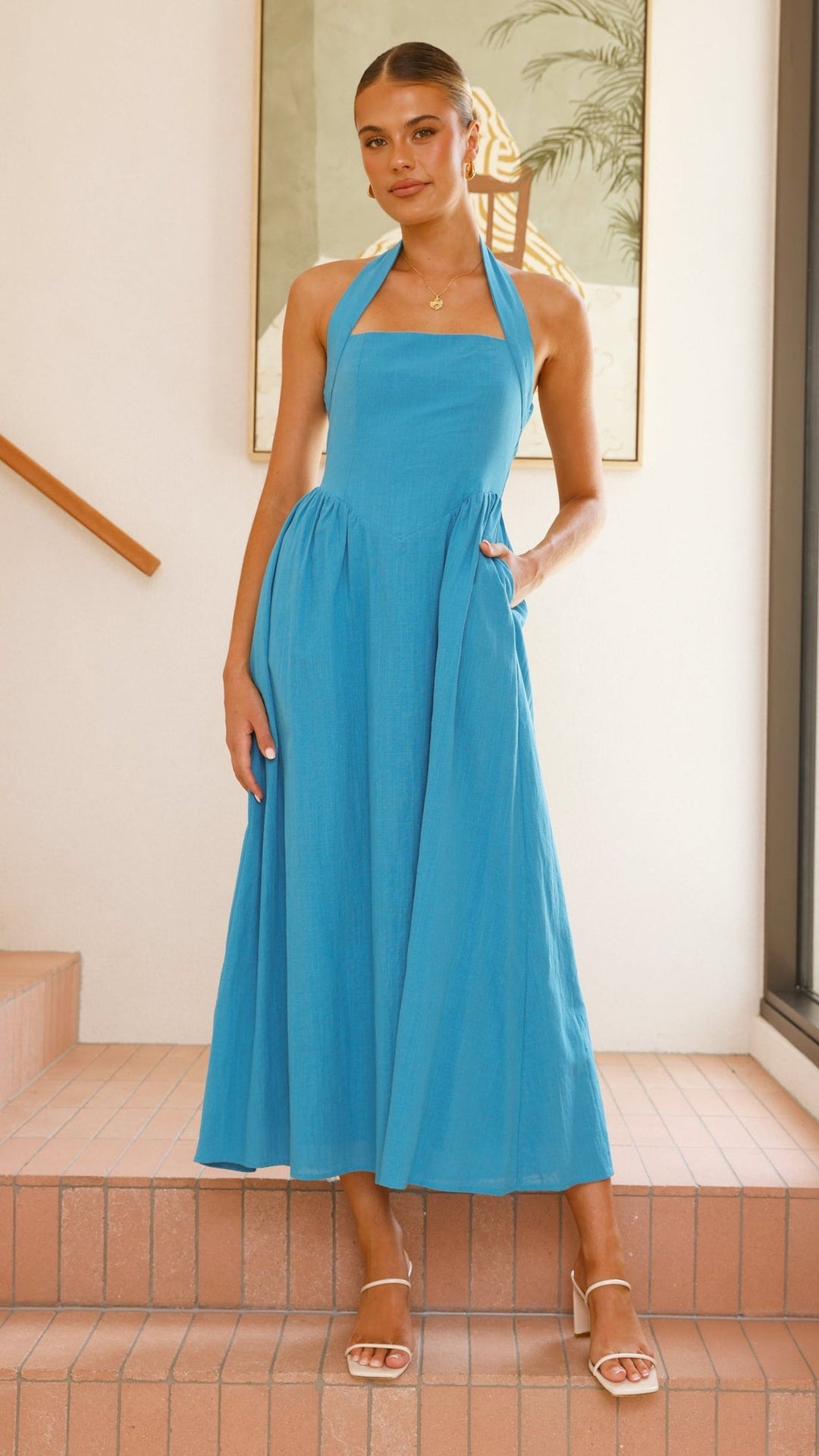 Editha | Damen Elegant Ärmelloses A-Linie Maxikleid