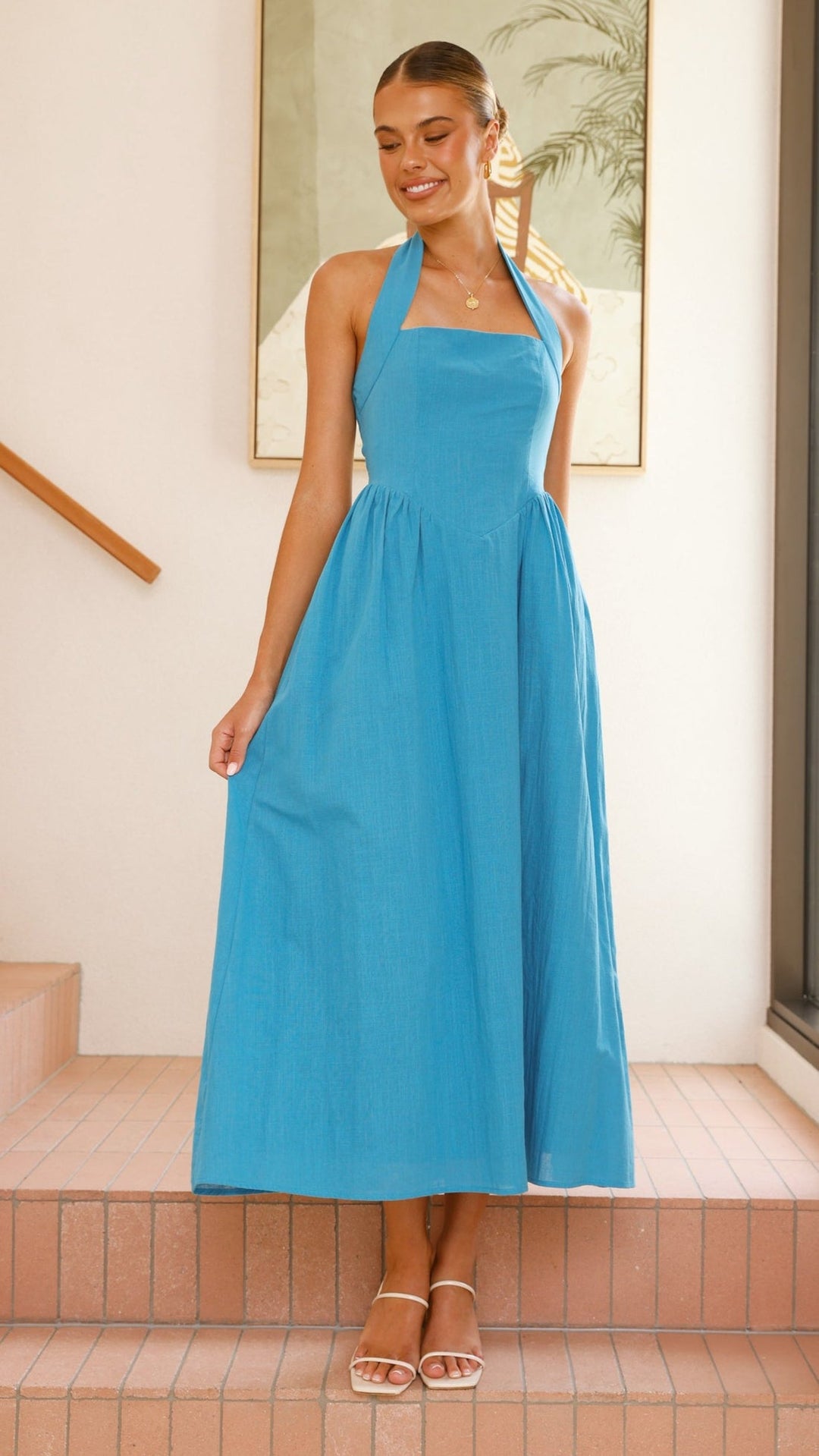 Editha | Damen Elegant Ärmelloses A-Linie Maxikleid