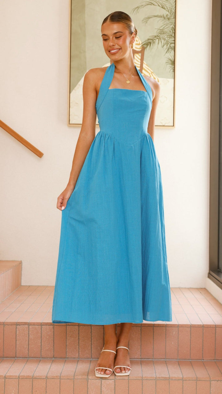 Editha | Damen Elegant Ärmelloses A-Linie Maxikleid