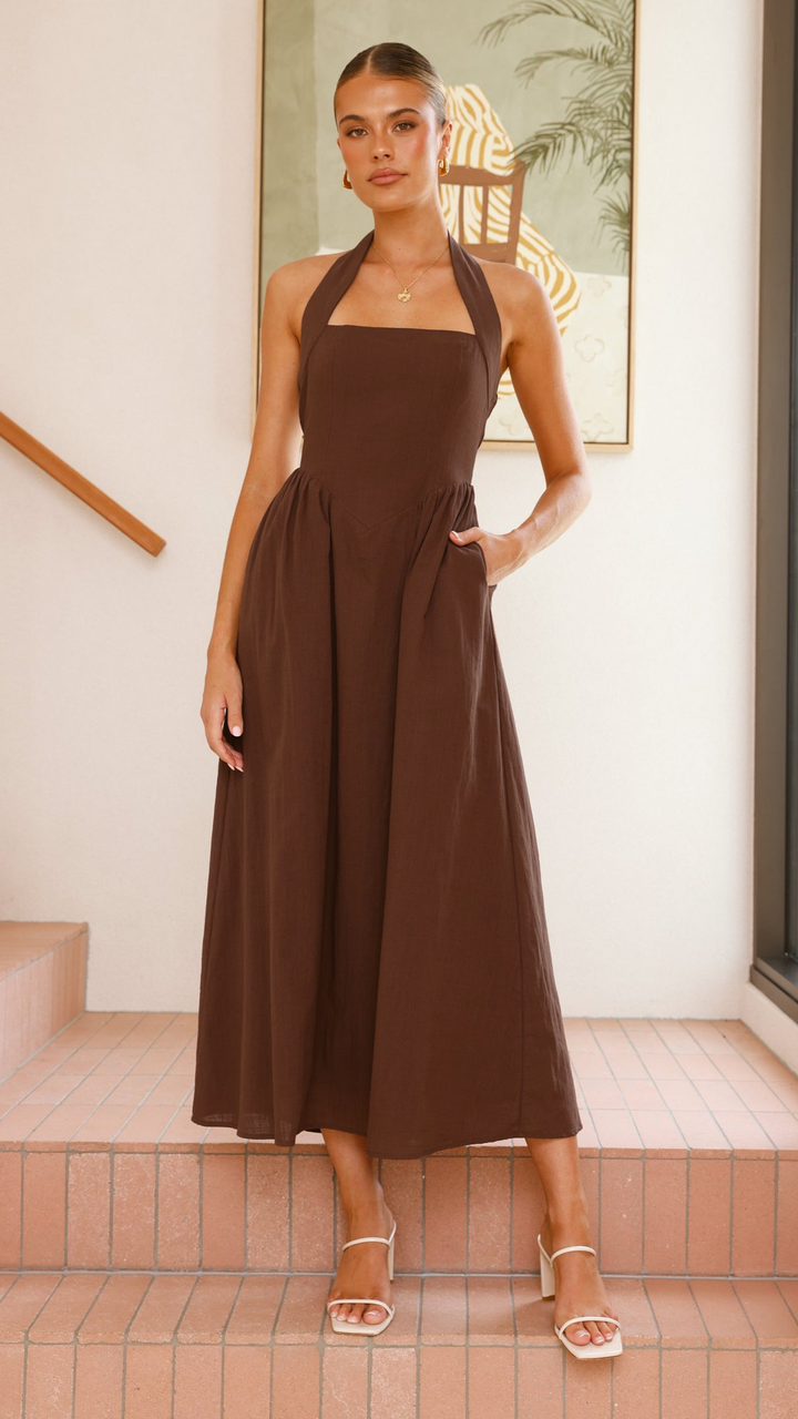 Loredana | Damen Elegantes A-Linie Maxikleid
