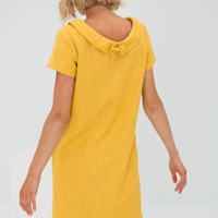 Janine | Abito midi senza tempo in lino da donna con scollo rotondo