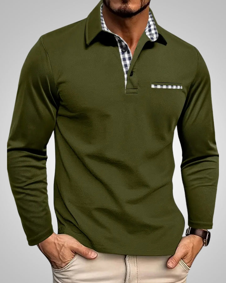 Noah | Polo décontracté à manches longues et boutons pour homme