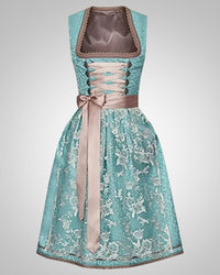 Rita | Damen Traditionelles Ärmelloses Dirndlkleid mit Spitzenrock