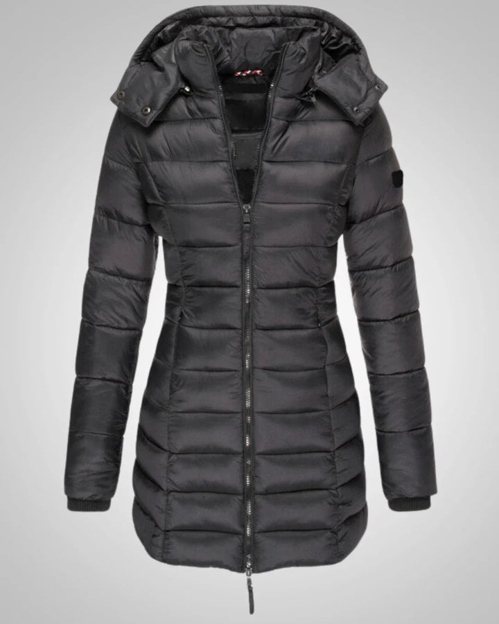 Yvonne | Damen Elegante Winter Daunenjacke mit Kapuze