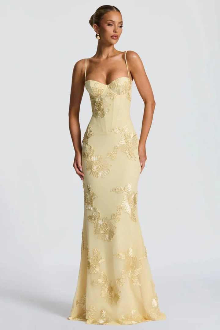 Fabienne | Maxi dress ricamato da donna per invitate a nozze