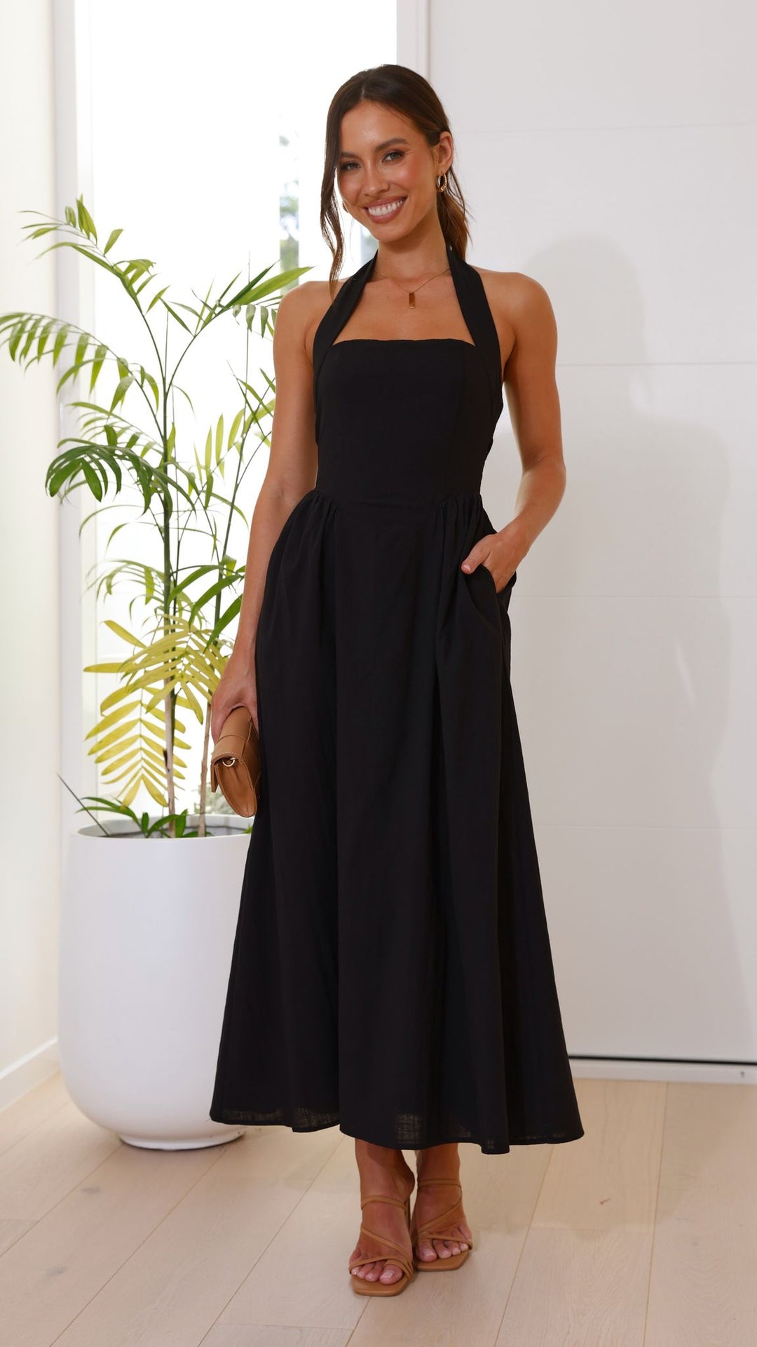 Editha | Damen Elegant Ärmelloses A-Linie Maxikleid