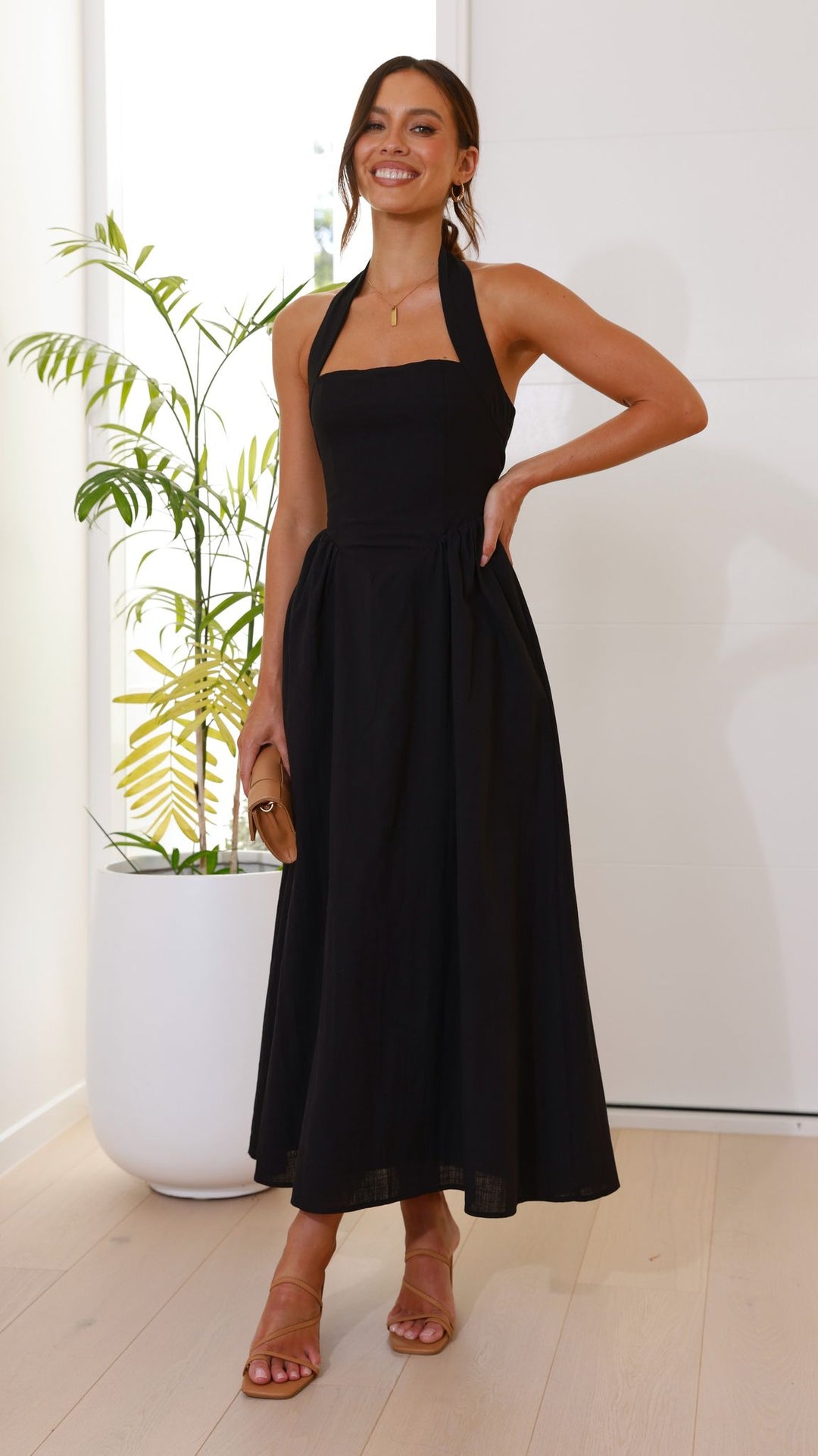 Editha | Damen Elegant Ärmelloses A-Linie Maxikleid