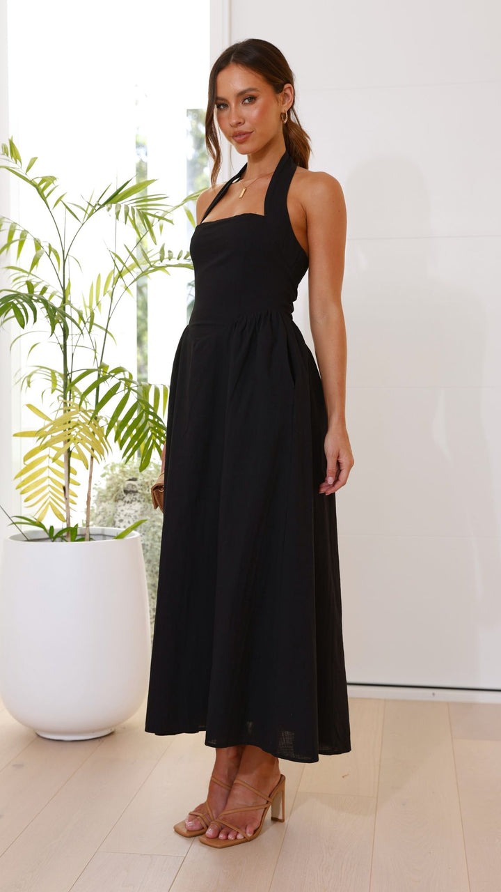 Editha | Damen Elegant Ärmelloses A-Linie Maxikleid