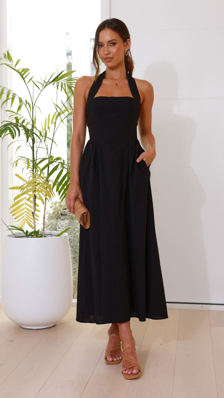 Editha | Damen Elegant Ärmelloses A-Linie Maxikleid