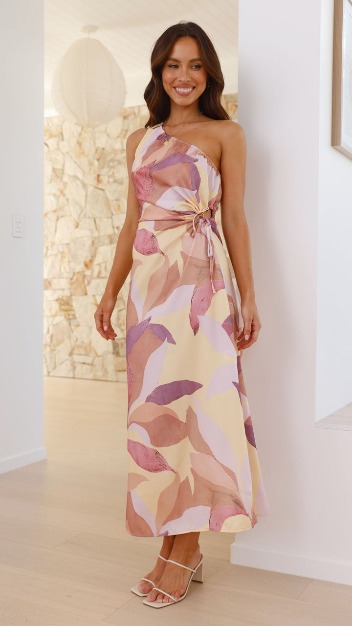 Gianna | Damen Bedrucktes One-Shoulder Maxikleid