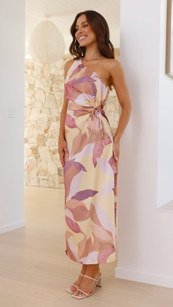 Gianna | Damen Bedrucktes One-Shoulder Maxikleid