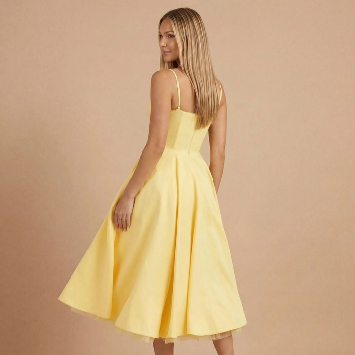 Norina | Damen A-Linien Midi-Satin-Hochzeitsgastkleid