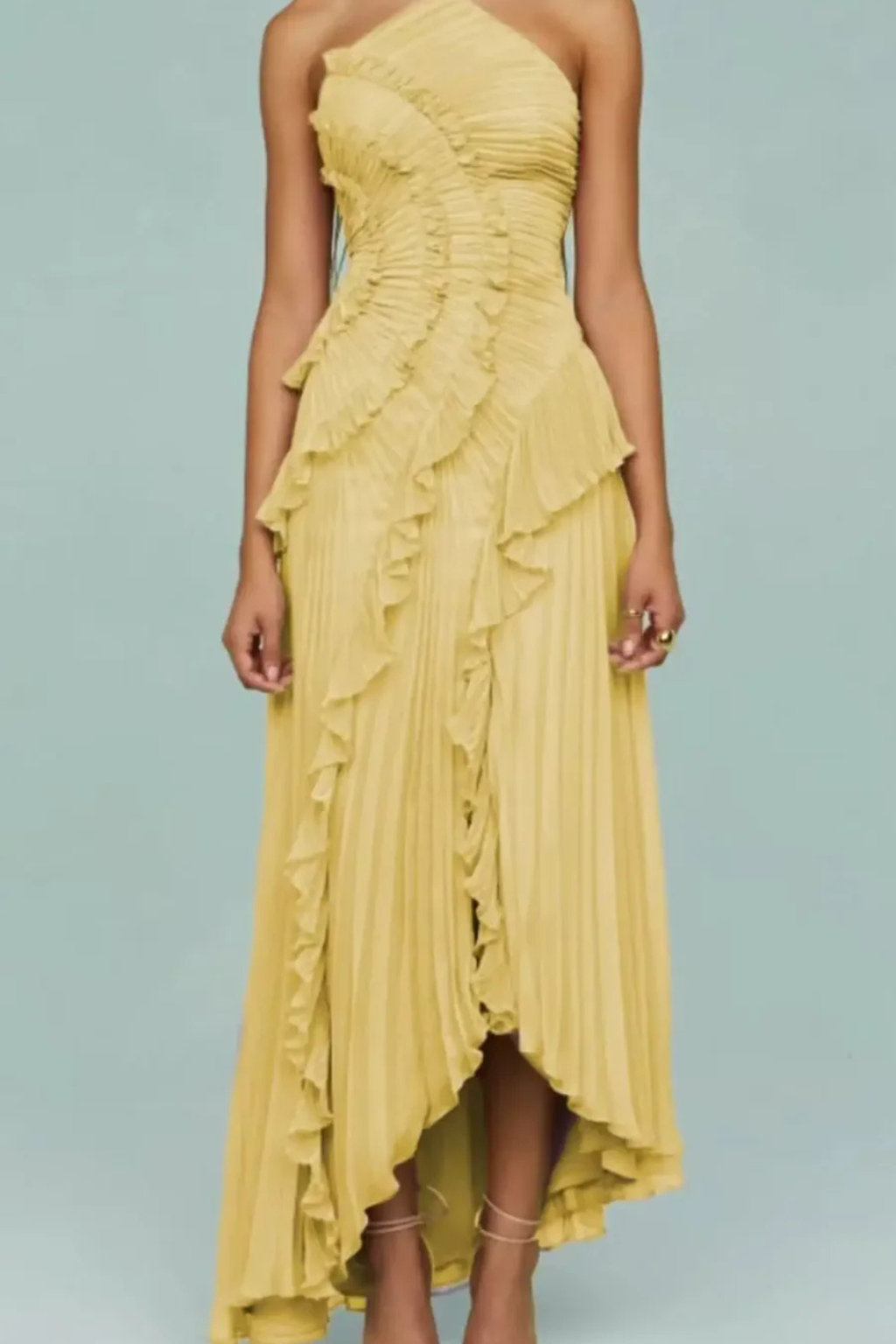Quinn | Élégante robe longue dos nu à col licou pour invitée de mariage