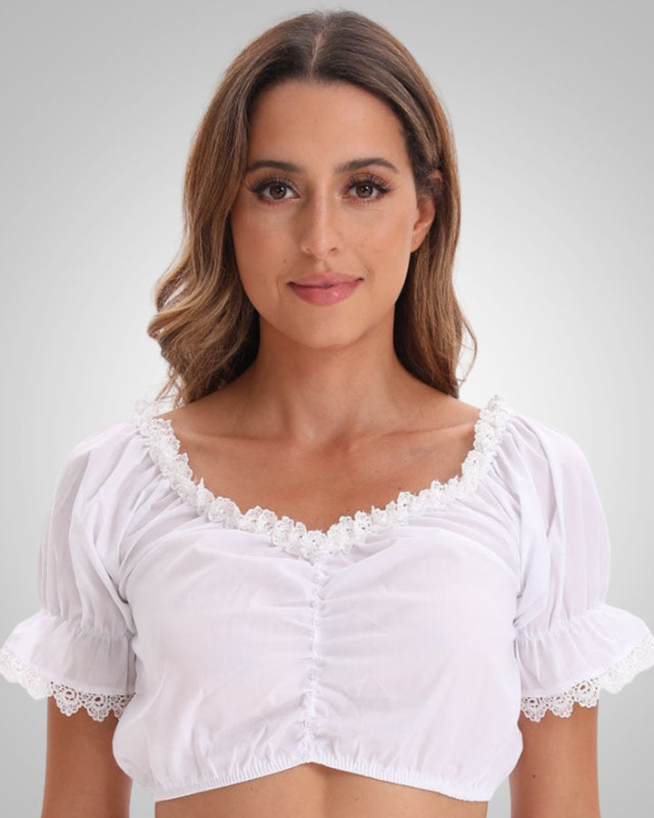 Seraina | Damen Carmen-Ausschnitt Kurze Dirndlbluse
