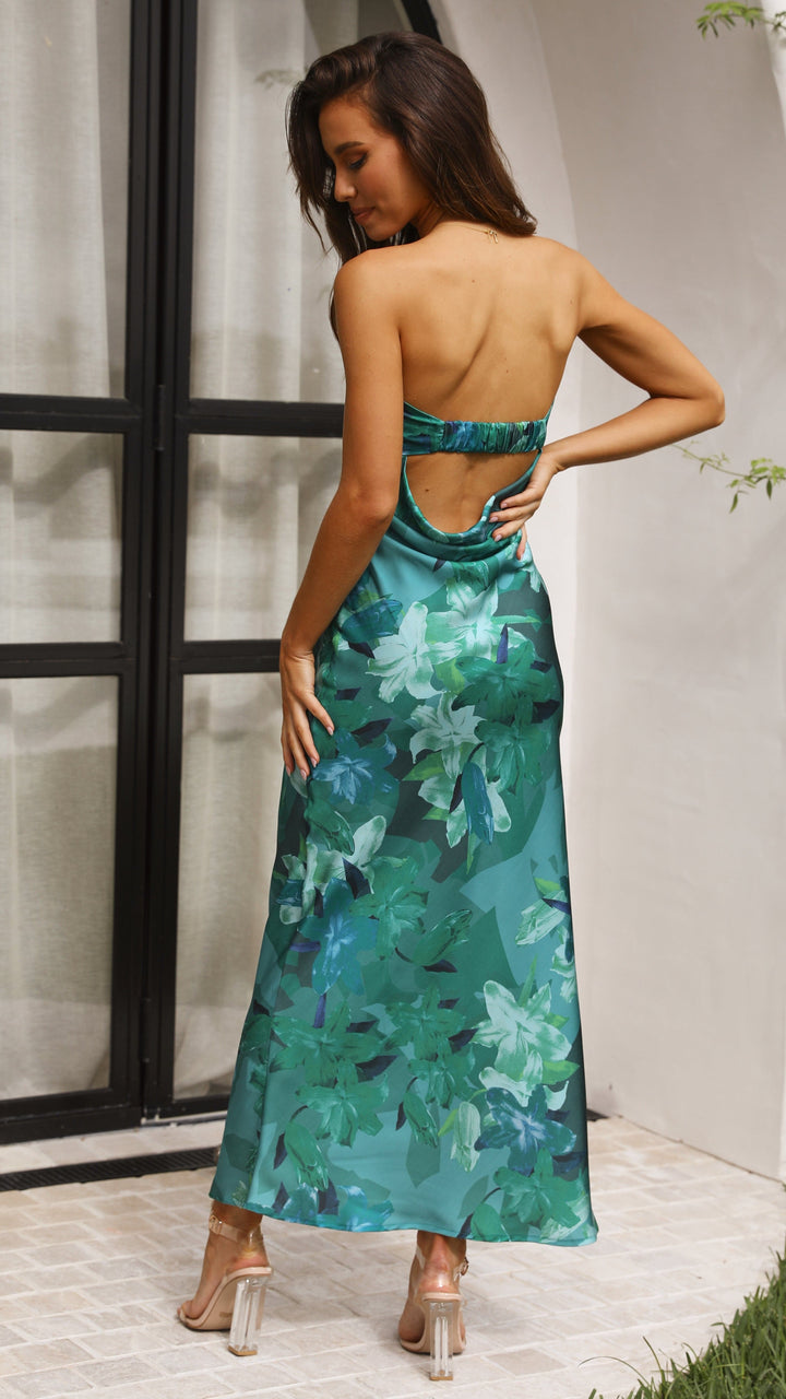 Carla | Abito maxi floreale da donna senza spalline