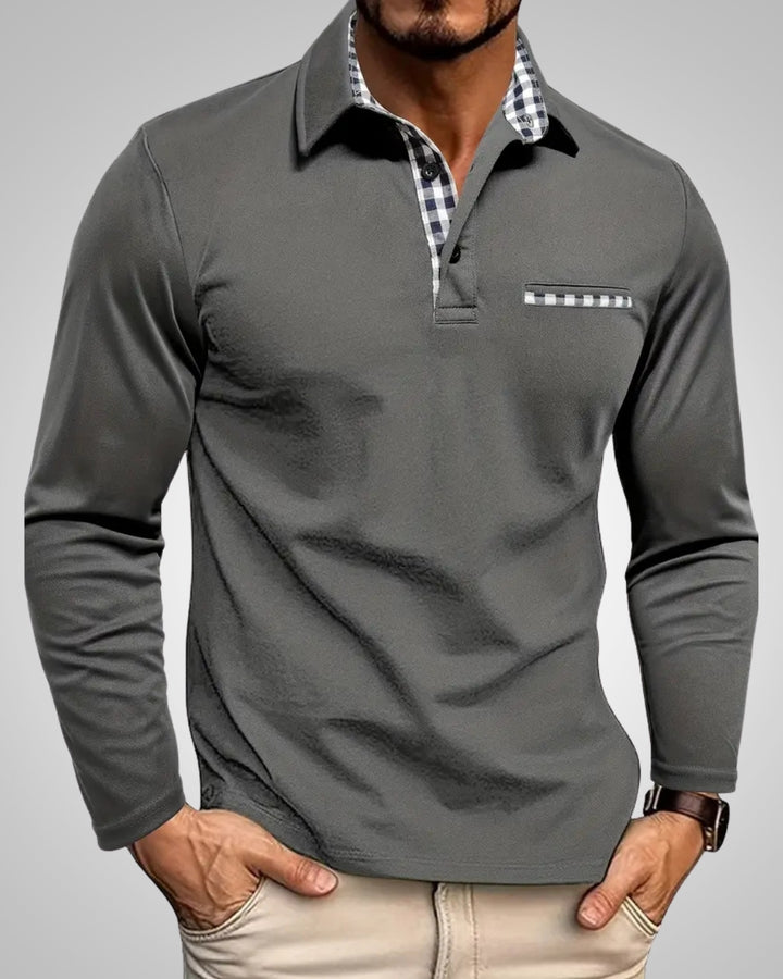 Noah | Polo décontracté à manches longues et boutons pour homme