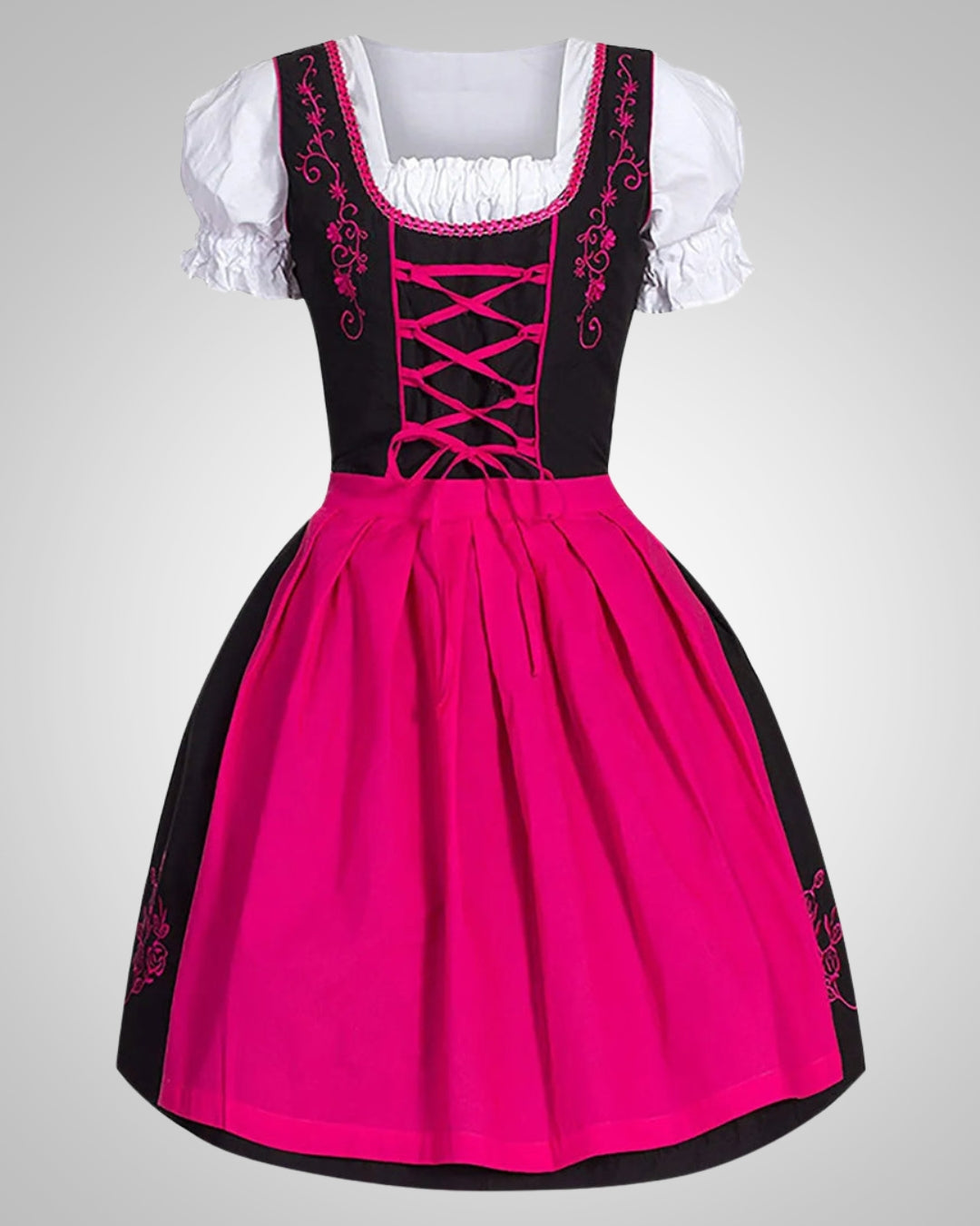 Lara | Damen Traditionelles Besticktes Dirndl mit Schnuerung