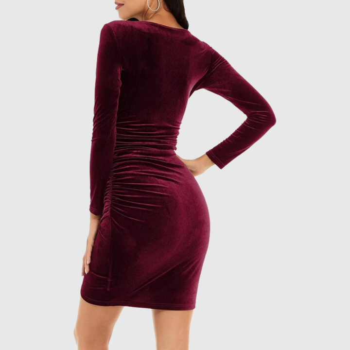 Jennifer | Damen Elegantes Samt Mini Abendkleid