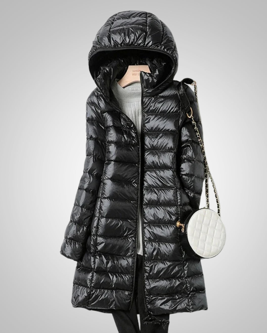 Sophia | Damen Langer Leichte Daunenjacke mit Kapuze