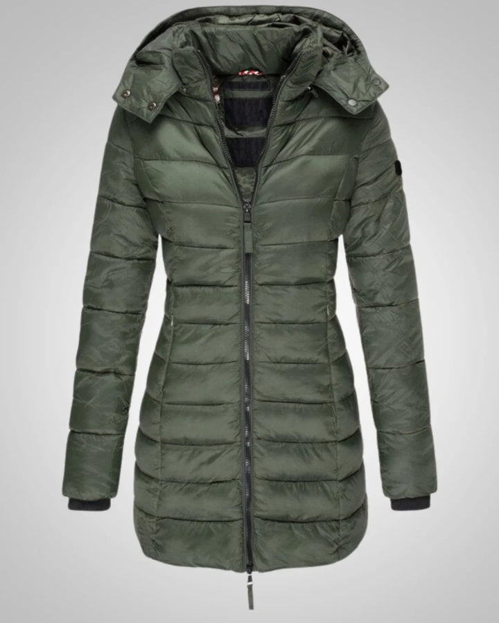 Yvonne | Damen Elegante Winter Daunenjacke mit Kapuze
