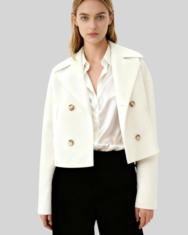 Lorena | Damen Stilvolle Elegante Kurze Mantel mit Knopfen