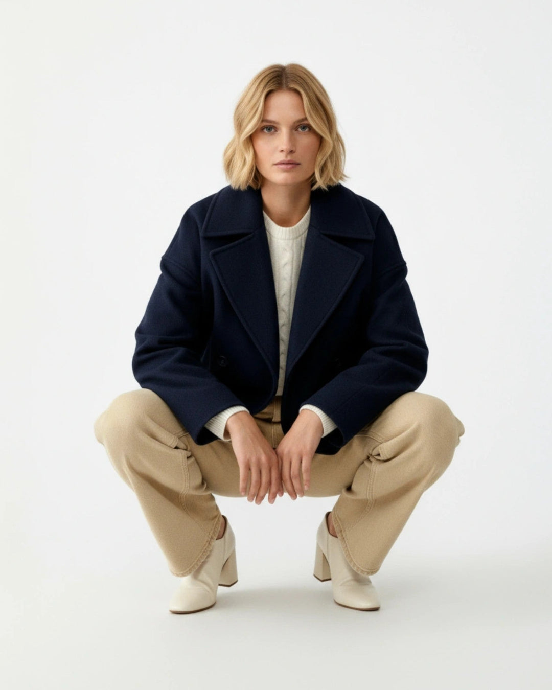 Lorena | Damen Stilvolle Elegante Kurze Mantel mit Knopfen