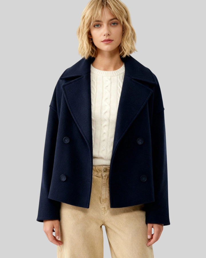 Lorena | Damen Stilvolle Elegante Kurze Mantel mit Knopfen