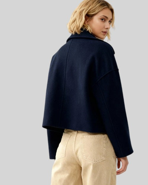 Lorena | Damen Stilvolle Elegante Kurze Mantel mit Knopfen