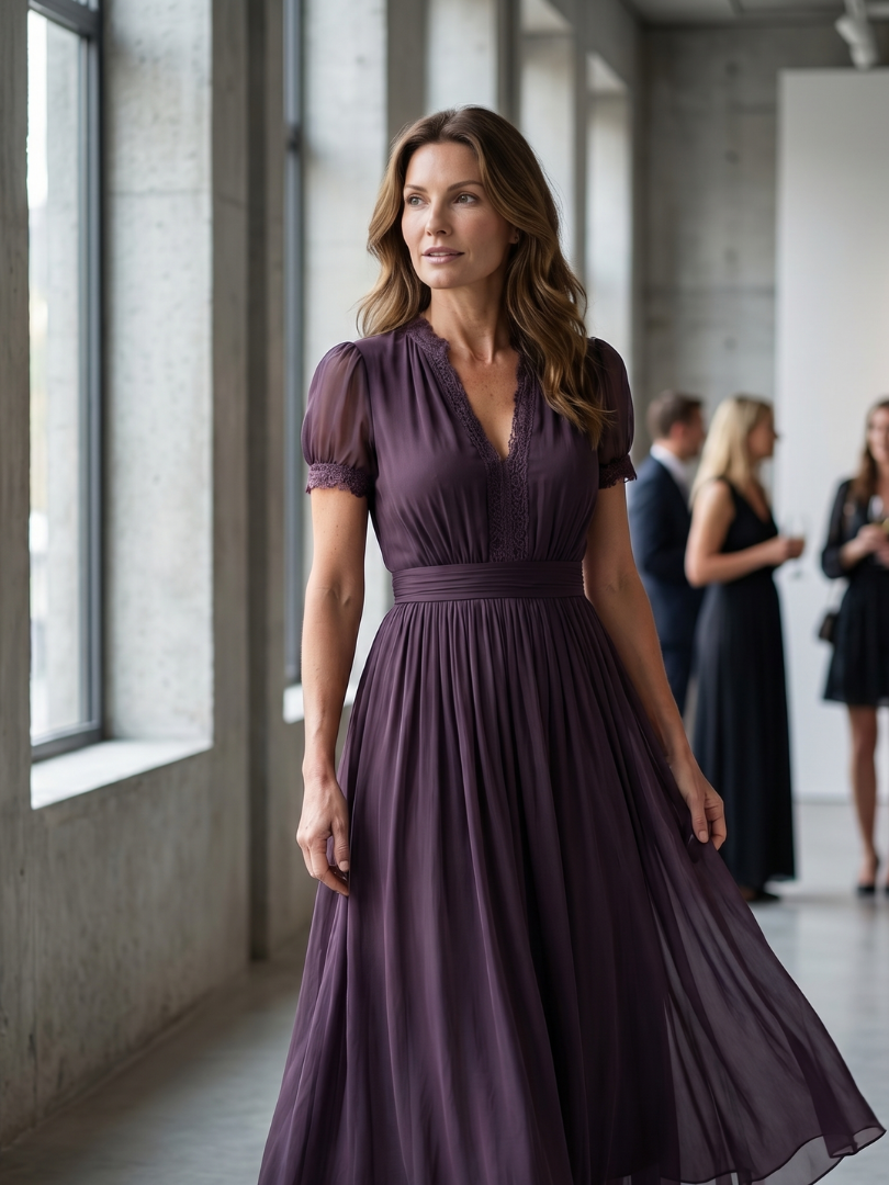 Lucia | Damen Elegantes V-Ausschnitt Maxikleid