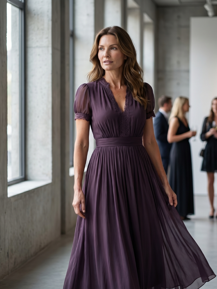 Lucia | Damen Elegantes V-Ausschnitt Maxikleid
