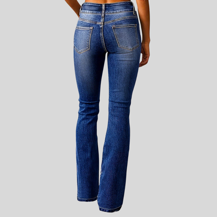 Luana | Jean flare élégant taille haute délavé