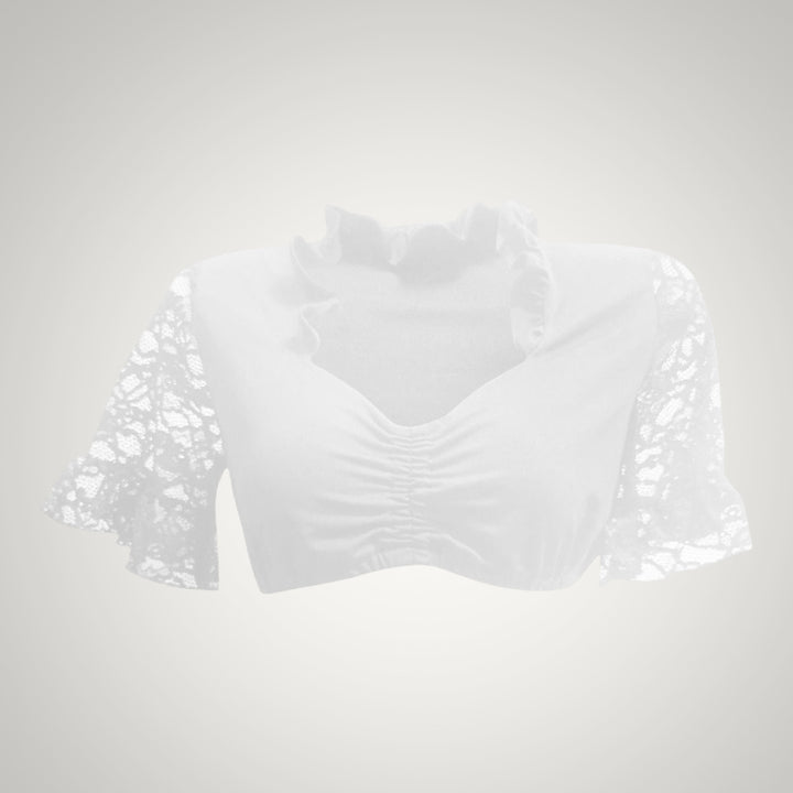 Linda | Damen Festliche Spitzenärmeln Dirndlbluse