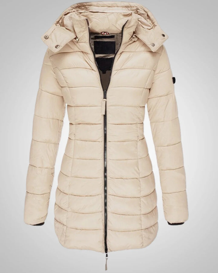 Yvonne | Damen Elegante Winter Daunenjacke mit Kapuze